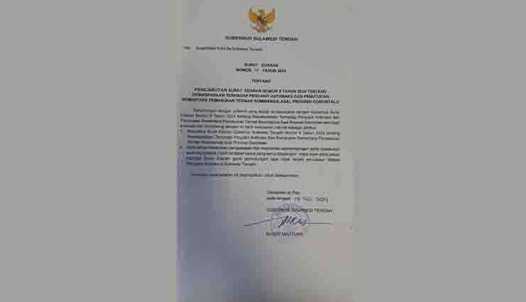 Gubernur Sulawesi Tengah Cabut Surat Edaran&nbsp;Antraks